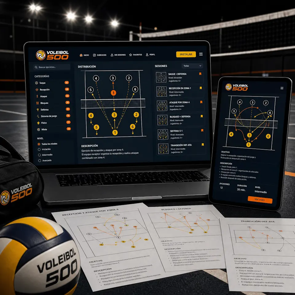 Entrenador usando la app Voleibol 500